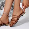 Open Toe Women Woven Flat Slippers Casual Summer Slippers Comfortable Fashion Sandals Cross Band Roman Beach Shoes Slides Women