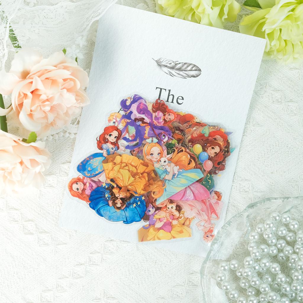 50 Fairy Tale Princess Series Transparent Waterproof Stickers Children's Reward Stickers DIY Mobile Phone Case Water Cup Decoration