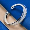 Fashionable 925 Sterling Silver Exquisite Shiny Braided Open Bracelet Women Party Wedding Jewelry Accessories