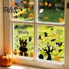 Halloween Window Stickers 4 Sheets Electrostatic Glass Stickers, Cartoon Pumpkins Castle Bats Non-adhesive PVC Waterproof Static Clings for