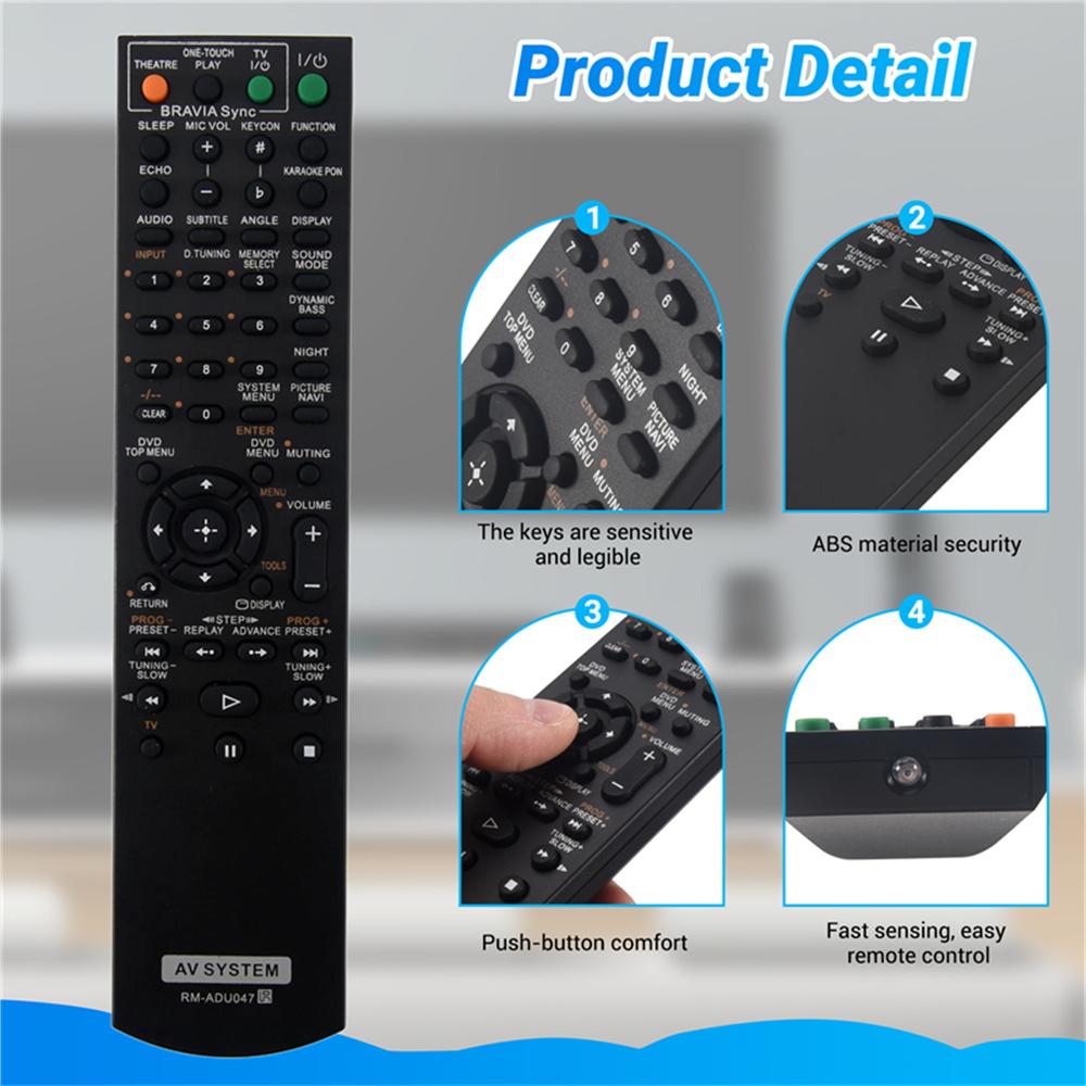 RM-ADU047 10m Range Infrared Remote Controller Ergonomic Remote Control for Sony AV Amplifier