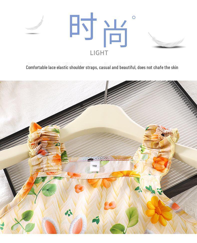 Neues blumiges ärmelloses Prinzessinnenkleid für Mädchen - dreilagiger Kuchenrock, mittellang