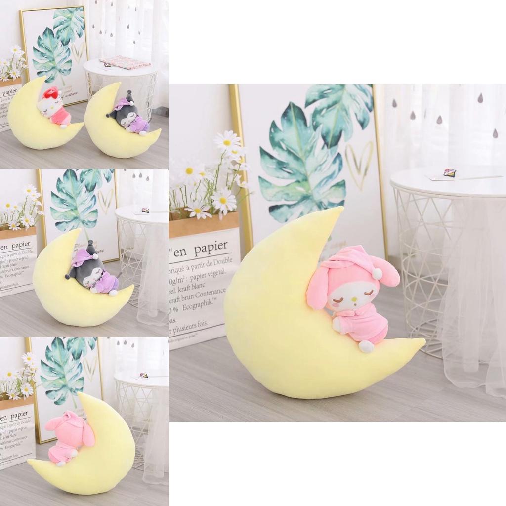 Soft Sanrio Sleeping Moon Plush Toy Birthday Gift For Kids Kt Mymelody Cinnamoroll Kuromi