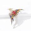 Fashionable Rhinestone Phoenix Brooch with Long Tail Exquisite Accessory for Clothing And Bags Versatile Temperament Piece