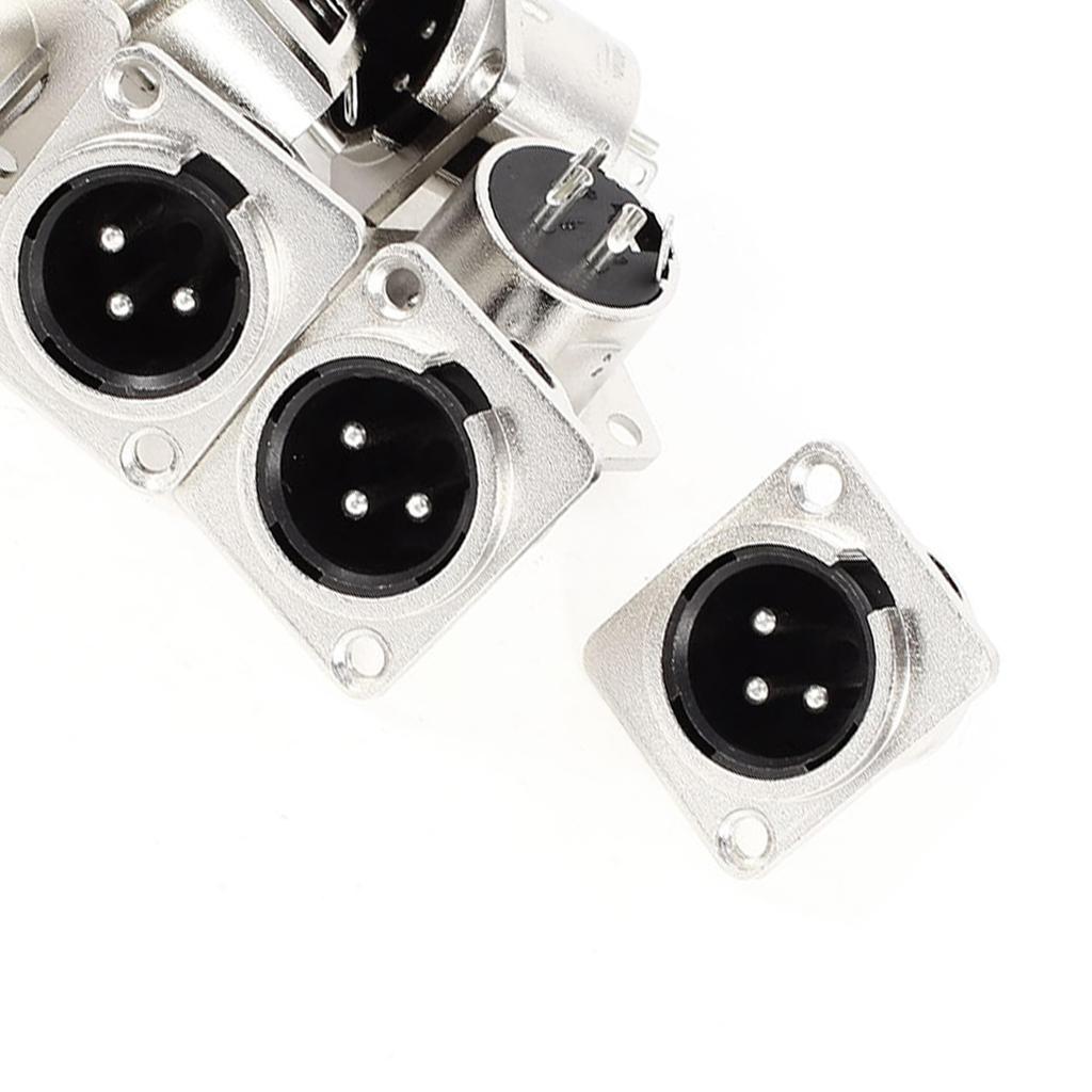 uxcell 3-pin XLR Male Chassis Metal Panel Mount Socket PCB Panel Jack Audio Studio Speaker Microphone Connector Silver Tone 10pcs