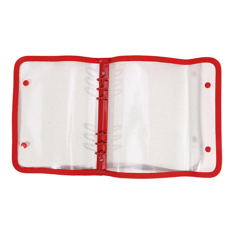 A5 PVC Binderhülle 6-Ring Doppel-Druckknopfverschluss Kantenumschlagenes Transparentes Design Notizbuch-Organizer zur Aufbewahrung von Papierdokumenten