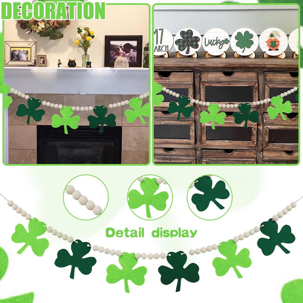 St. Patrick's Day  Hemp Rope Beads Creative Wooden Beads Hemp Rope Festival Party Decoration