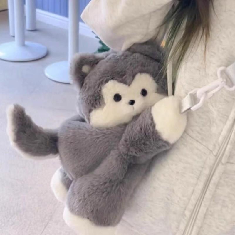 Bear Tummy Time Bag Plush Doll Crossbody Bag New Personality Female Cute Soft Backpack