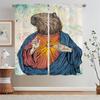 Children's Room Curtains Salon 2 Cheap Pieces Capybara Art Bedroom Blackout Curtains for Window Bathroom Curtain Tiebacks Blinds