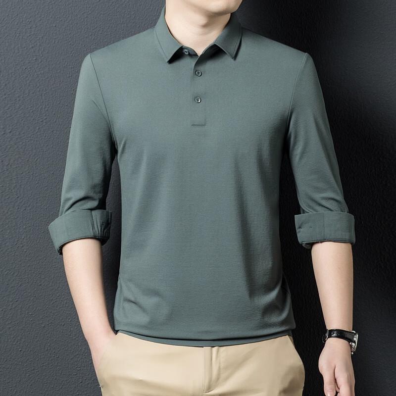 FENGXUN Men's Solid Color Long-Sleeve Polo Shirt FXT5073