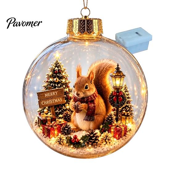 Weihnachtsbaumschmuck Story Ornament, 8 cm Kugel-Hängedekoration mit Mini-Feiertagsszene, Bruchfeste Kugeln im Inneren, Klarer Kunststoff-Weihnachtsanhänger