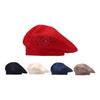 Flower Embroidery Women Beret Button Design Thick Material Woolen Hat Ear Protection Keep Warm Octagonal Hat Outdoor Activities