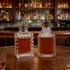 Classical Engraved Glass Barwares Bottle Including Airtight Plugs Drink Serving Pourer For Freshness And Style