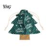 Lightweight Fabric Pouches Christmas Tree Shaped Gift Bags with Drawstring, Reusable Holiday Bags, Drawstring Storage Winter Goodie for Present