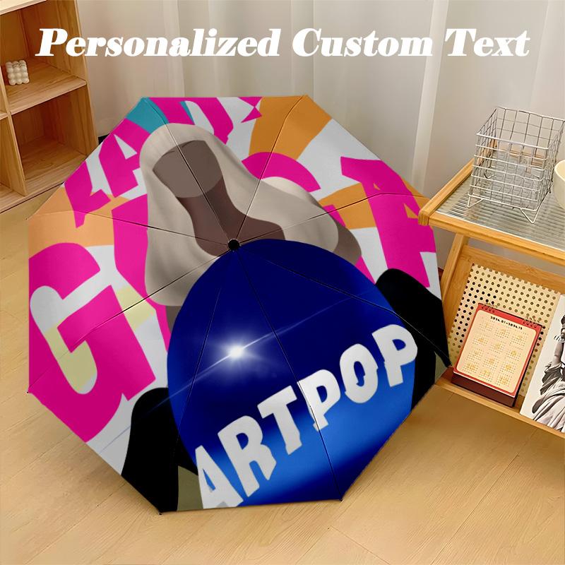 Portable Auto Folding Umbrella,Lady Gaga 8 Rib Waterproof Umbrella For Camping Commute