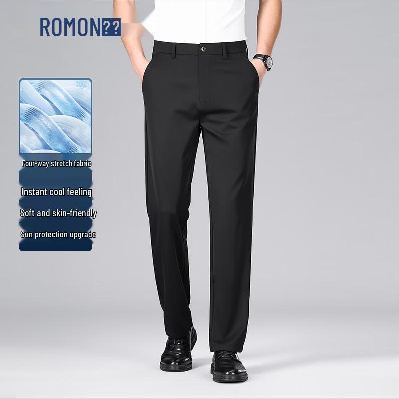 ROMON Men's Business Slim Fit Elastic Trousers