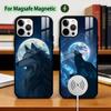 Mond Heulender W-Wolf Handyhülle Für iPhone17,16,15,14,13,12,11 Plus,Pro Magnetisch Für Magsafe Kabelloses Laden
