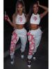 European & American Women's 2025 Printed Elastic Waist Casual Harem Pants