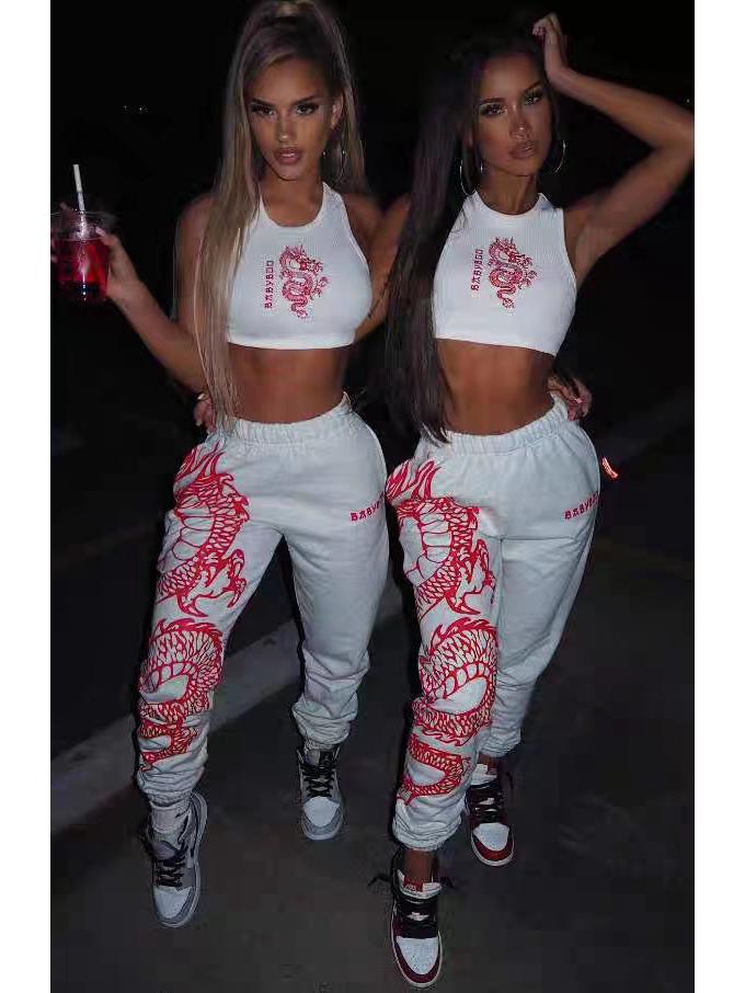 European & American Women's 2025 Printed Elastic Waist Casual Harem Pants