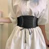 The New Women's Wide Belt Elastic Corset Decorative Dress Is Paired with a Shirt and Tied with a Black Waist