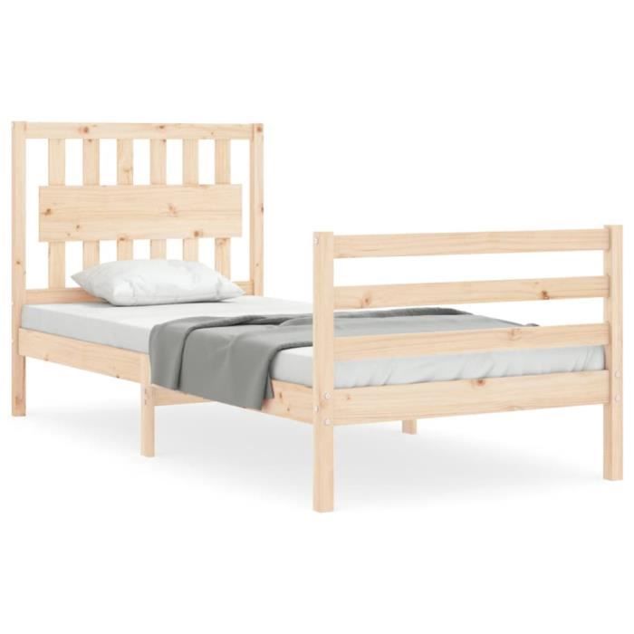 VidaXL Bed Frame with Headboard 90x200 Cm Solid Wood 3194296