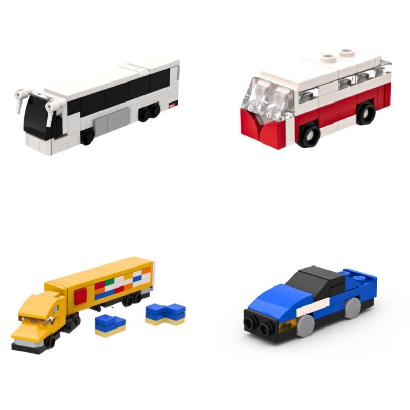 Building Block Mini Car Bus Trailer Camper Car Sports Car Assembled Toys Compatible