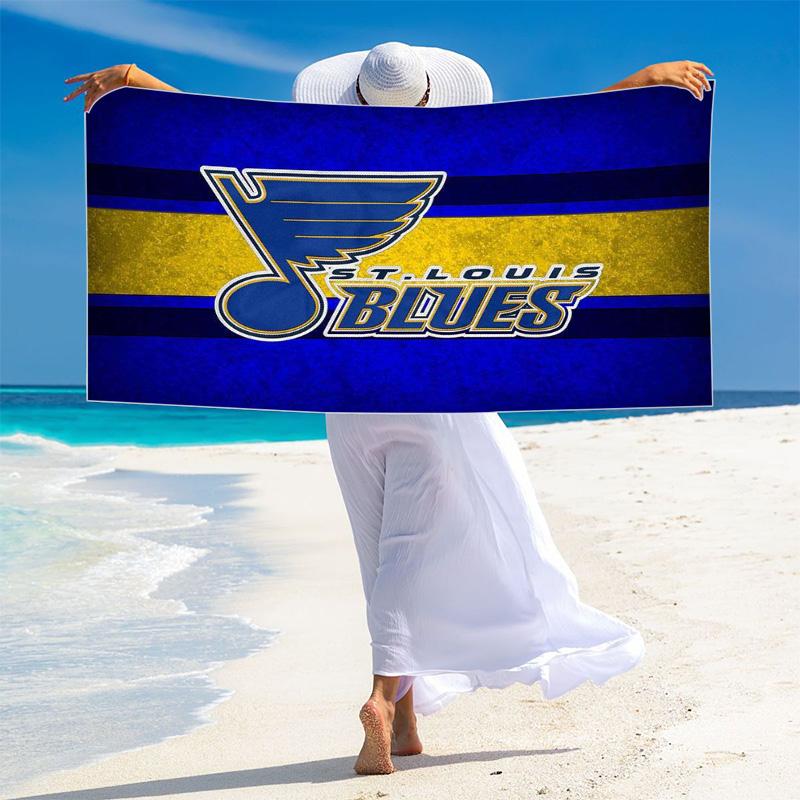 St. Louis Blues Aufdruck Strandtuch, Großes Weiches Schnelltrocknendes Handtuch für Strand Camping Schwimmen