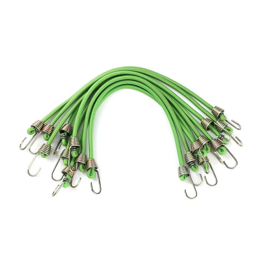 10 PCS with Steel Hooks Elastic Rope 10-Inch Rubber Strap Outdoor Bungee Cords  Bikes