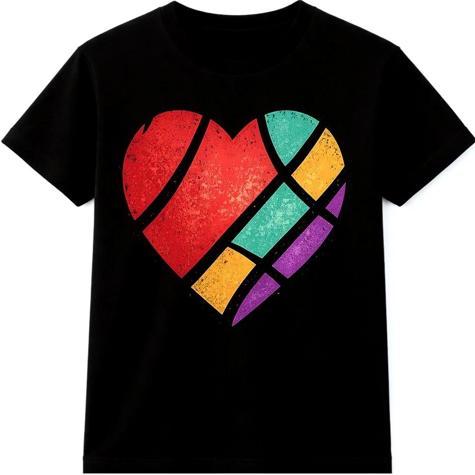 

Abstract Heart Graphic T-Shirt Modern Geometric Design Tee S