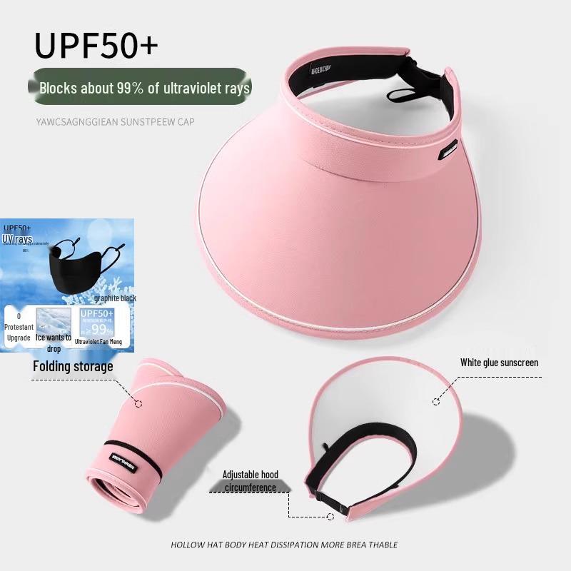 Women's Foldable Summer Sun Hat - UV Protection, Empty Top, Outdoor 2025 Design