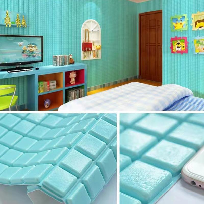 3D Self-adhesive Wall Sticker Mosaic Living Room Kitchen Foam Anti-collision Waterproof Moisture-proof Toilet Wallpaper