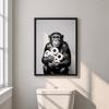 Lustiger Waschbär Wandkunst Druck Schwarz-Weiß Tier Dekor für Badezimmer Humor Dekor Für Toilette Lustiger Affe Badezimmer Poster