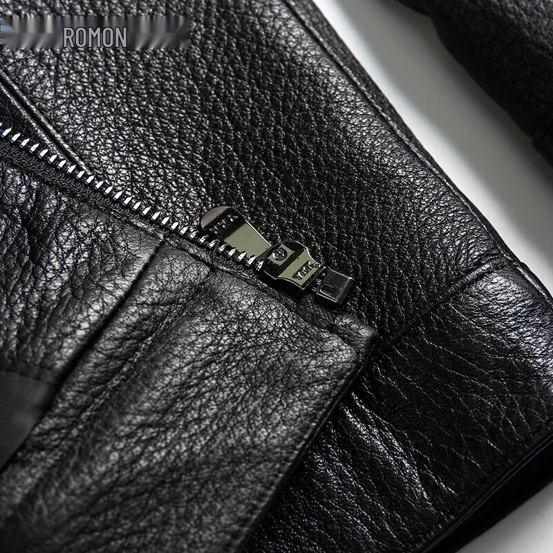 Romon Men's Genuine Goatskin Leather Jacket