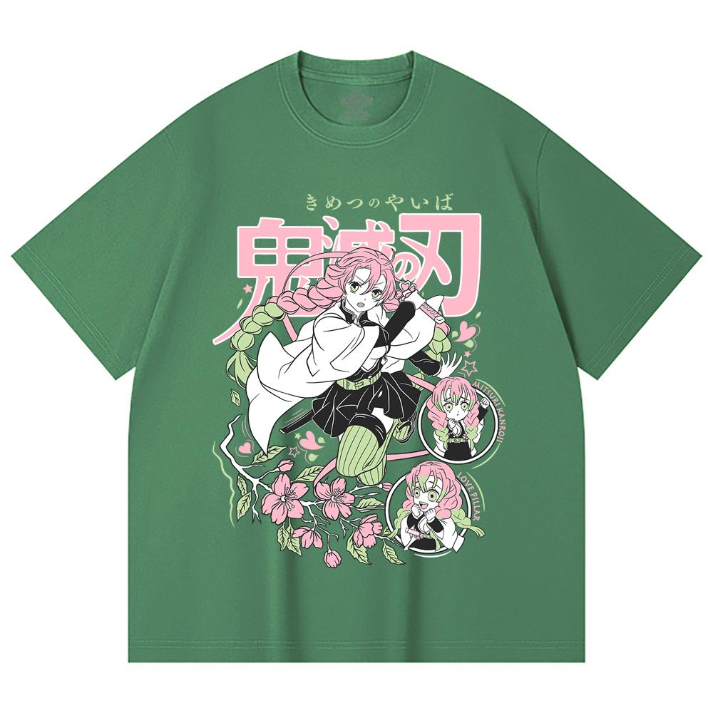 230 Gsm 100% Cotton Demon Slayer V6 Mitsuri Print Unisex Heavy Cotton T Shirt