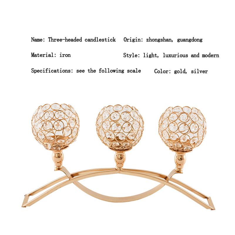 3 Arms Crystal Candelabra Candle Holders Metal Candlesticks For Home Dinning Table Centerpieces Candelabrum Home Decor Crafts