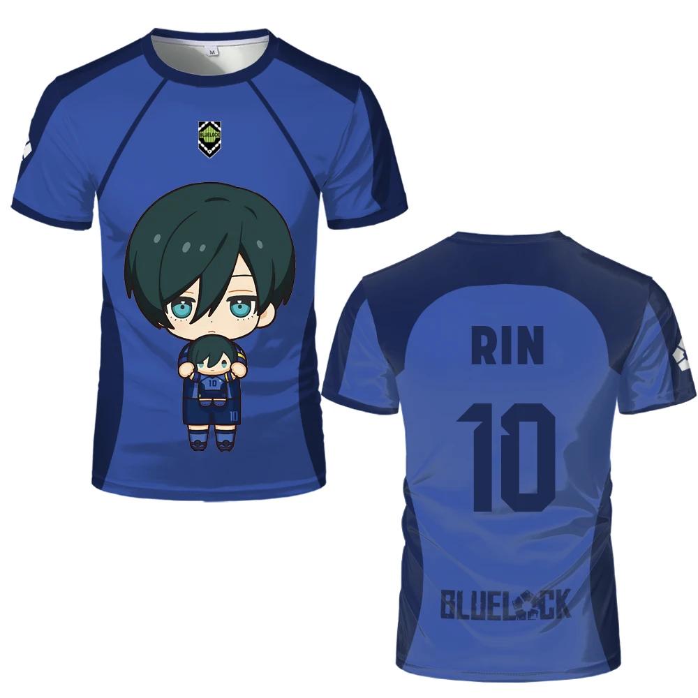 Japanese Anime Blue Lock Eleven Jersey Isagi Nagi Cute Pattern 3D Print T-shirt Men And Women Cartoon Character Print Tops
