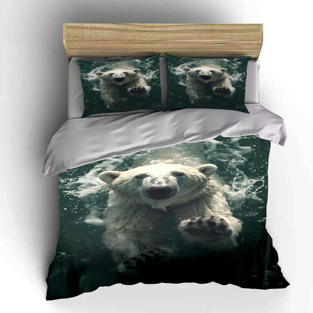 Polar bear underwater scene. Bedding sets Duvet cover sets Duvet covers Pillowcases(1 * Duvet Cover 2 * Pillowcases without duvet insert)