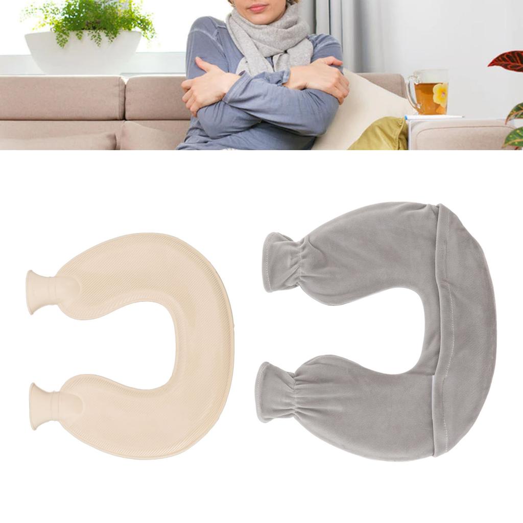 1L Hot Water Bottle U Shaped Hot Water Bag for Winter Neck Shoulder Warm with Soft Cover