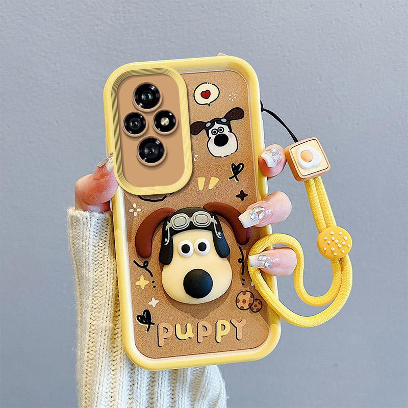 KEYSION Wstrząsoodporne etui na HONOR 200 Pro 5G ze smyczą Miękki silikonowy, uroczy, kreskówkowy 3D pokrowiec na tył telefonu dla Huawei Honor 200 5G