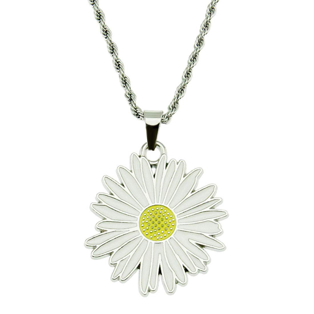

Rockyu Flower Popular Accessories Women s Necklace, Simple, Silver, Flower, Chrysanthemum, Pendant, Cute, Necklace, Korea, GD, Unisex,