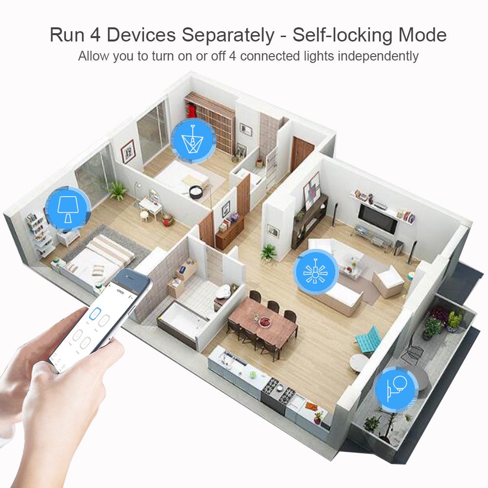 4CH RF Smart Switch 12V 24V 220V AC DC WIFI Tuya Remote Control 433 Light Switch 10A Rele Relay Self-locking Interlock Inching