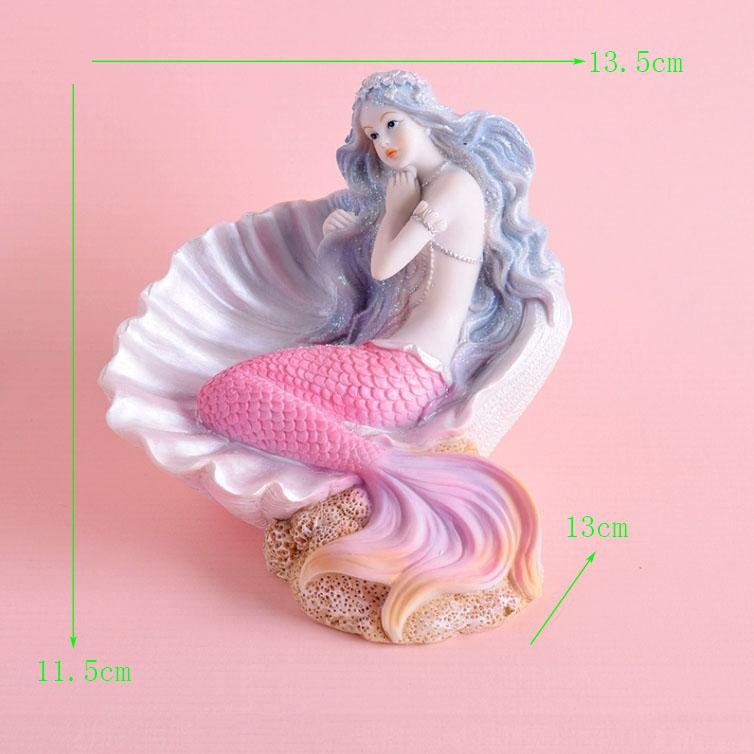 Nordic Resin Cute Mermaid Princess Figurines Fish Tank Ornaments Kawaii Decor Home Furnishing Decoration Crafts Birthday Gifts