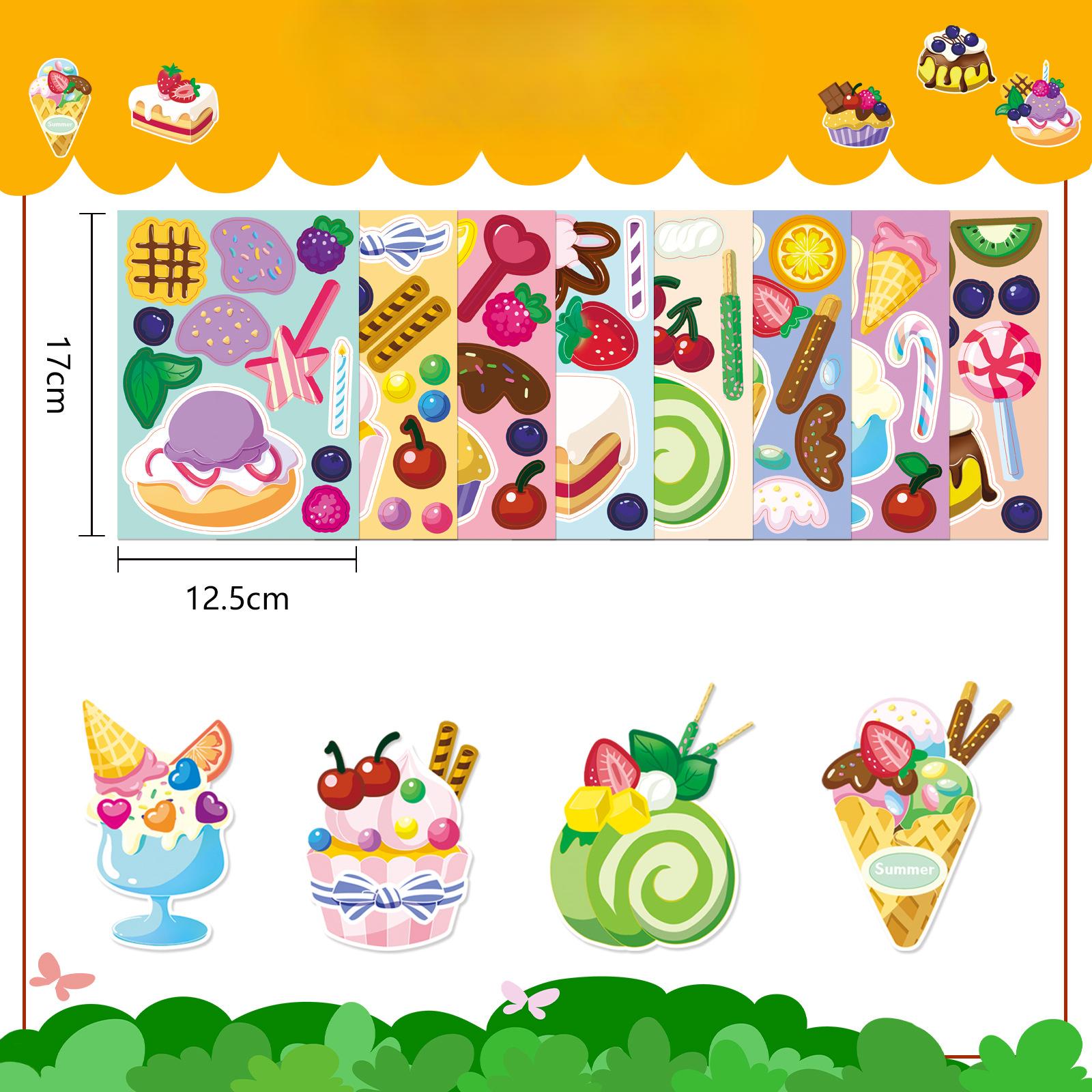 

8 Фото/набор Наклейки-граффити Десертный торт Мультяшные Милые Детские Награда Пазл Сделай сам Пазл для раннего развития Наклейки