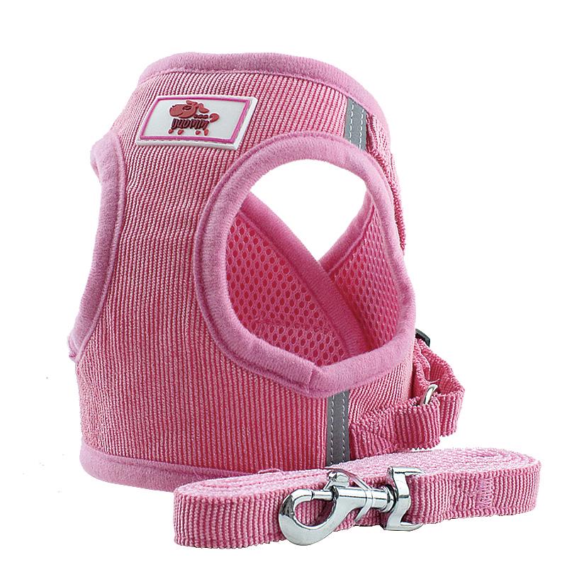 New Vest-Style Dog Harness & Leash for Teddy and Bichon XS розовый