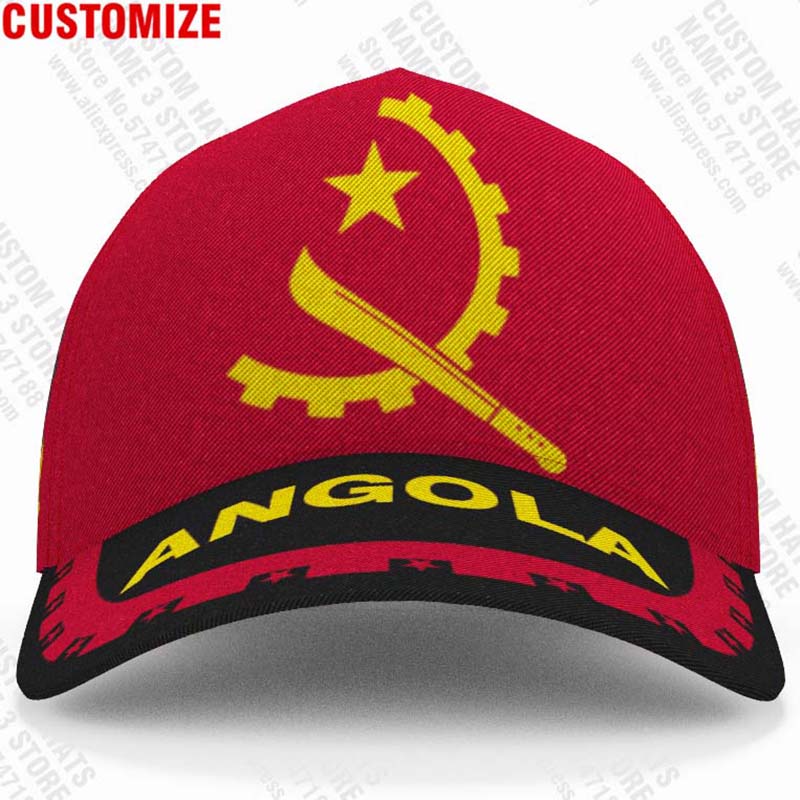 Angola Baseball Cap Free 3D Custom Made Name Number Team Logo Ao Hat Ago Country Travel Portuguese Nation Angolan Flag Headgear