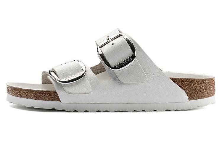 Женские белые узкие шлепанцы Birkenstock Arizona с большой пряжкой 1016826 36