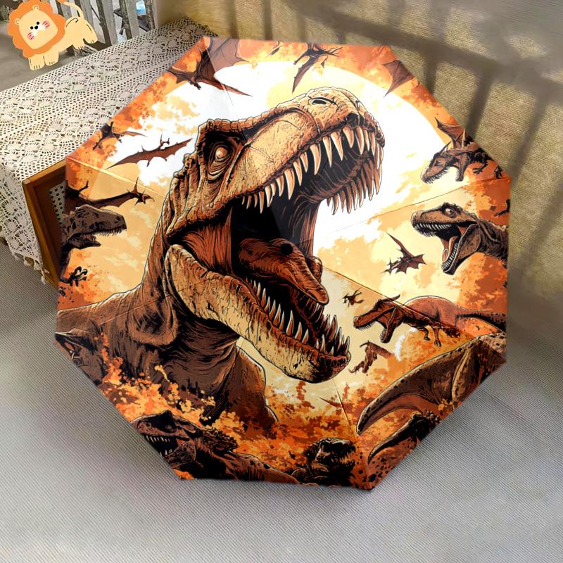 1 szt. Automatyczny Składany Parasol - Wzór Tyranozaur Rex, Przenośna i Składana Konstrukcja z 8 Żebrami, Prezenty Świąteczne i Urodzinowe