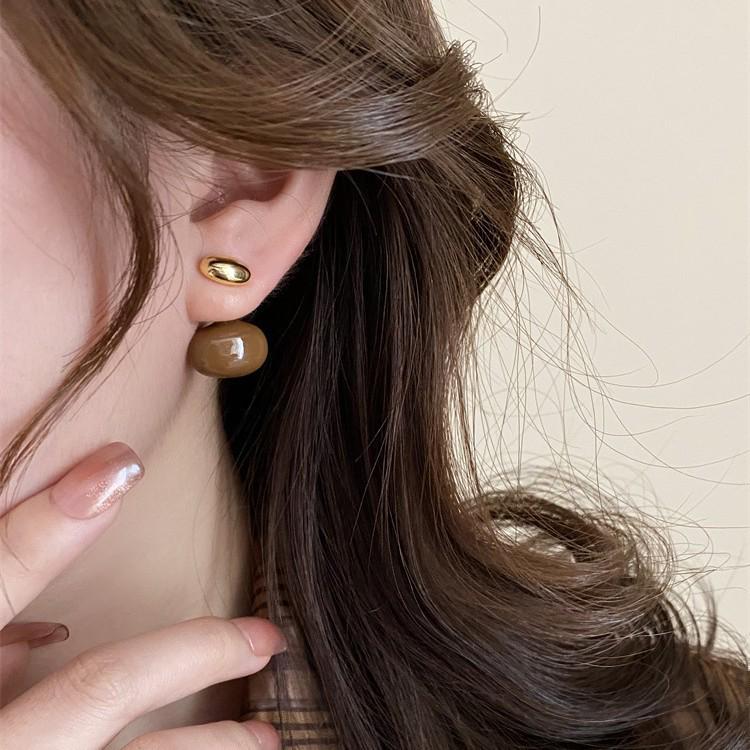 Retro Red Bean Two-Way Earrings: Elegant & Versatile Fashion Ear Studs