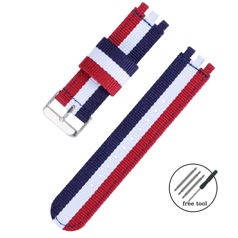 Cinturino in Tessuto di Tela Intrecciata da 17 mm 19 mm 20 mm per Orologio Swatch, Braccialetto Militare Sportivo da Uomo a Rilascio Rapido