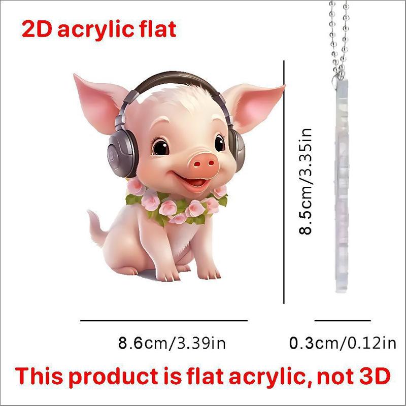 Cute Pig Car Interior Acrylic Pendant Lovely Auto Keychain Hanging Ornament Universal Fit Car Decoration Accessories For Key Bag
